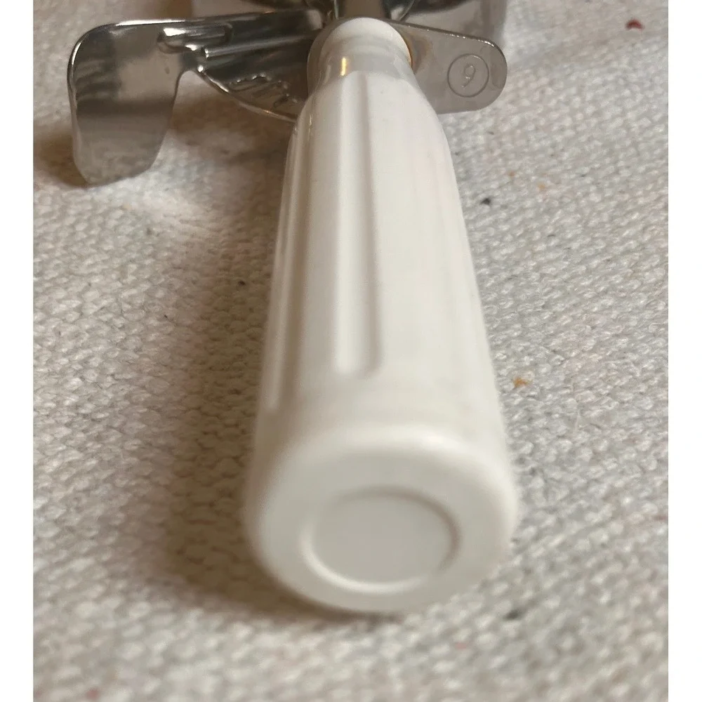 Vintage NSF #6 Stainless Steel Portion Scoop Disher White Handle